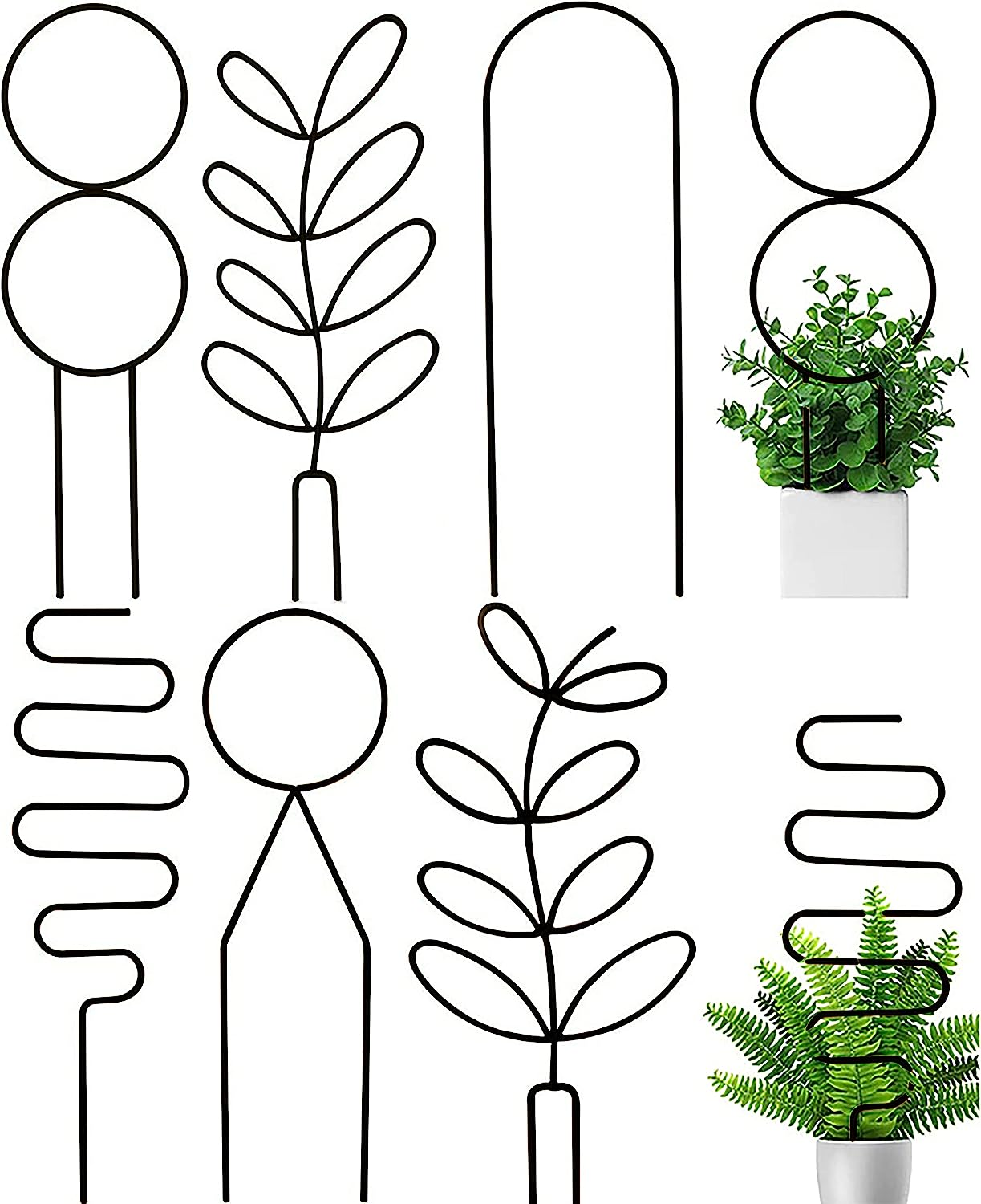 6 PCS Small Metal Trellis, Mini Trellis for Potted Plants Indoor, Graden Plant Trellis for Climbing Plants, House Plant Trellis Metal Plant Support Stake for Hoya, Pothos, Flower, Monstera