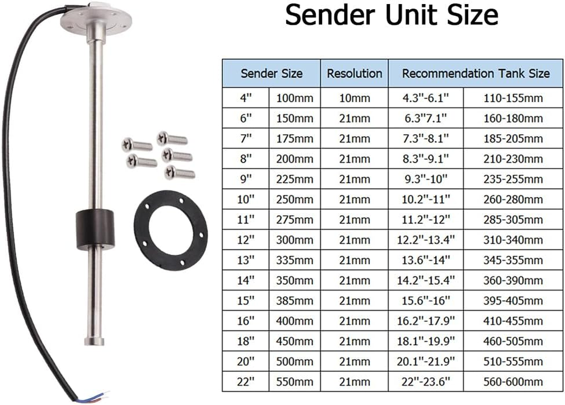 ELING Fuel and Water Level Sensor 385Mm 0-90Ohm Signal 5-Hole Assembly (White+Silver, Sensor (0-90Ohm)-385Mm) image number 5