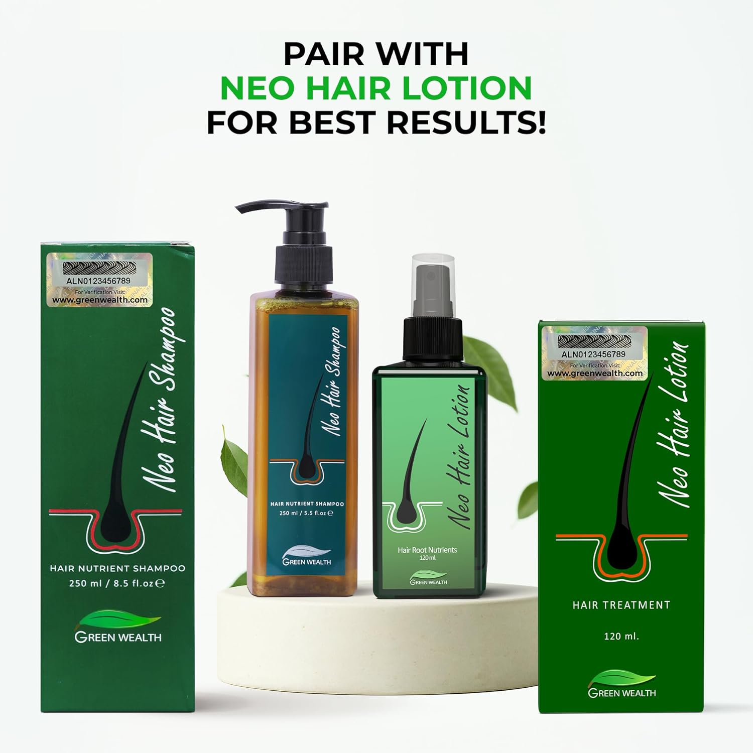 Green Wealth Neo Hair Nutrient Shampoo Hair | Sulphate & Paraben Free Formula | Men & Women | All Hair Types | Nourishes & Repairs Hair Roots | 8.45 Fl Oz / 250Ml image number 4