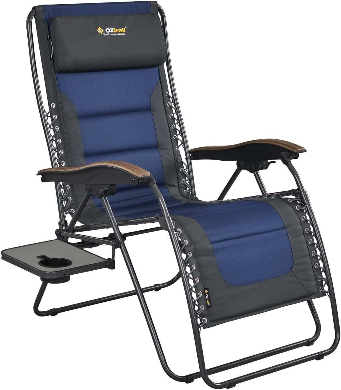 Oztrail Jumbo Sun Lounger, Navy - New Version - Relax and Recline in Style on the New and Improved Ultimate Camping Lounge image number 3