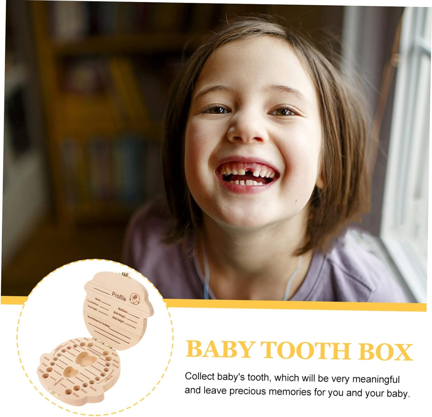 Luxshiny Wooden Baby Tooth Box Colorful Cartoon Boys Keepsake Case Baby First Tooth Organizer for Newborns