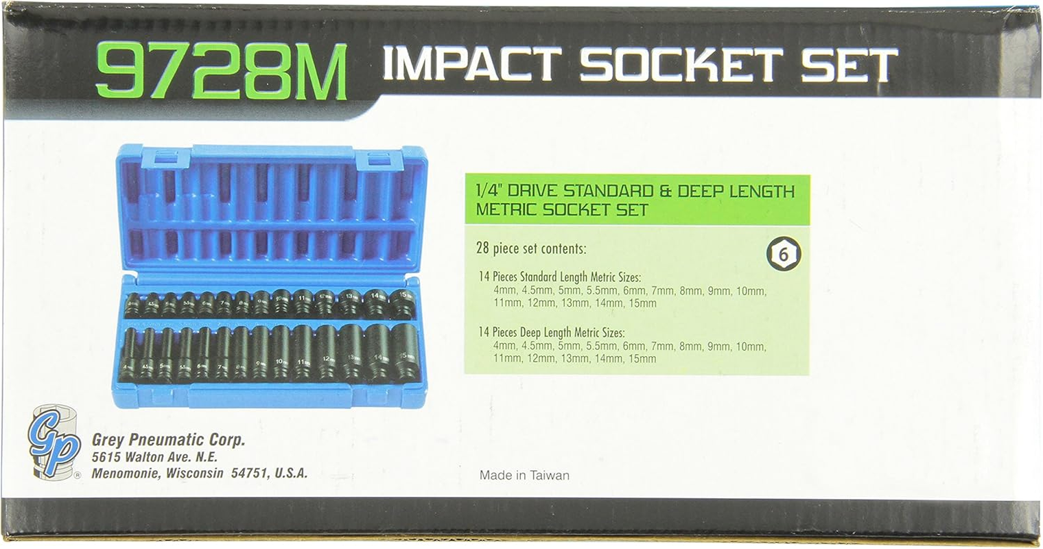 Grey Pneumatic (9728M 1/4" Drive 28-Piece Deep Length Metric Master Socket Set
