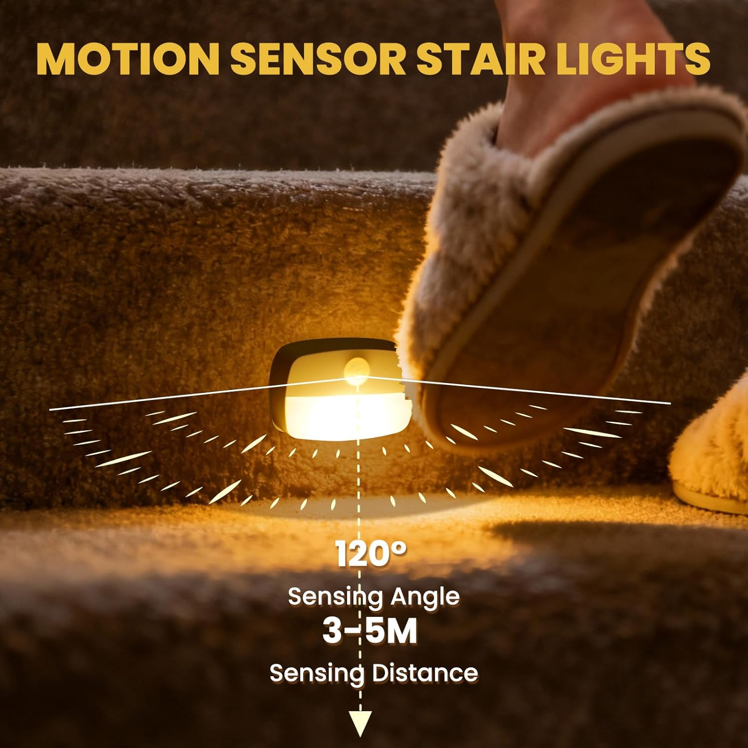 Tobebright Motion Sensor Light Indoor, Battery Powered Led Night Light, Stick on Stair Lights Wall Lights for Hallway, Step, Bathroom, Closet, Bedroom (Warm, 6 Pack) image number 3