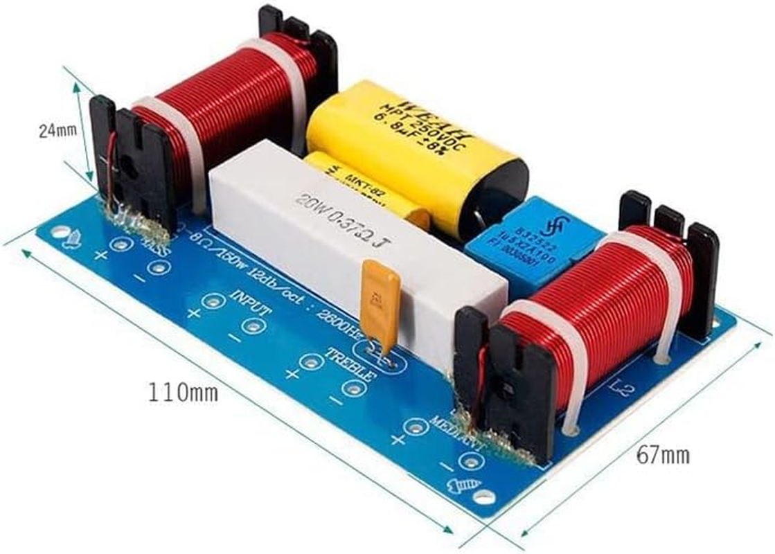 HOOCI 2PCS 150W 3Way Audio Hifi Filter Circuit Board Stereo Speaker Crossover Filters Treble/Alto/Bass 3 Unit Frequency Dividers image number 2