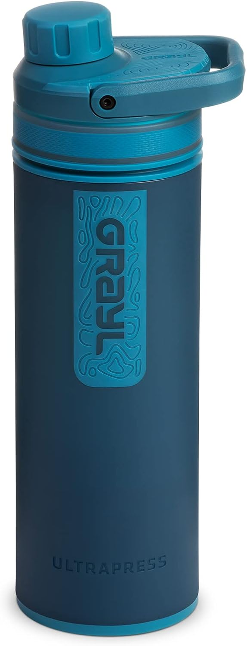 GRAYL Ultra Press Premium Outdoor Water Filter Mega Bundle with Replacement Filter 300L Drinking Water Removes 99.99% Bacteria & Viruses for Camping, Survival & Travel - Forest Blue + Black