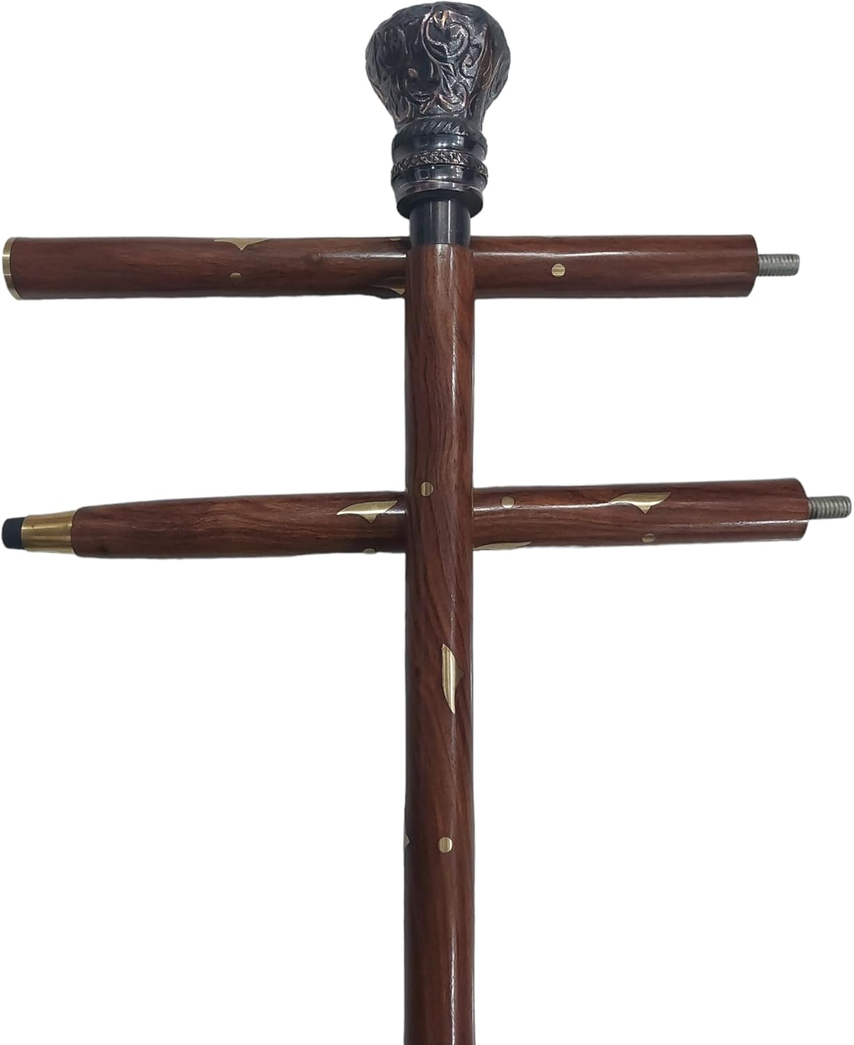 New Dolchi Timeless Grace: Vintage Style Wooden Cane with Antique Brass Victorian Handle image number 4