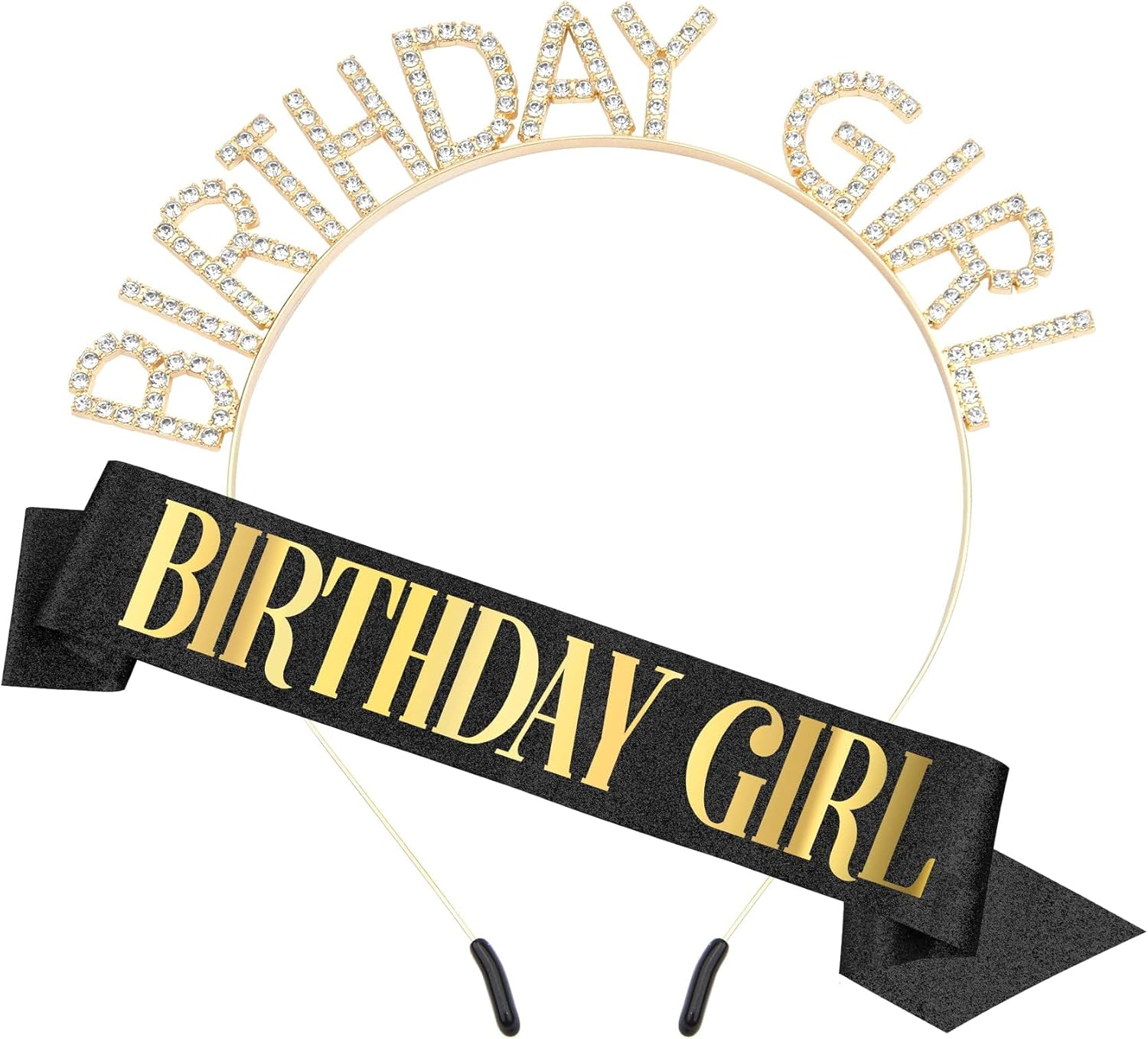 Birthday Girl Sash Crown Set - Sparkling Rhinestone Tiara for Women, Girls Party Birthday Gifts for Sister, Bestie, Daughter Princess Birthday Decor Accessories (Pink)