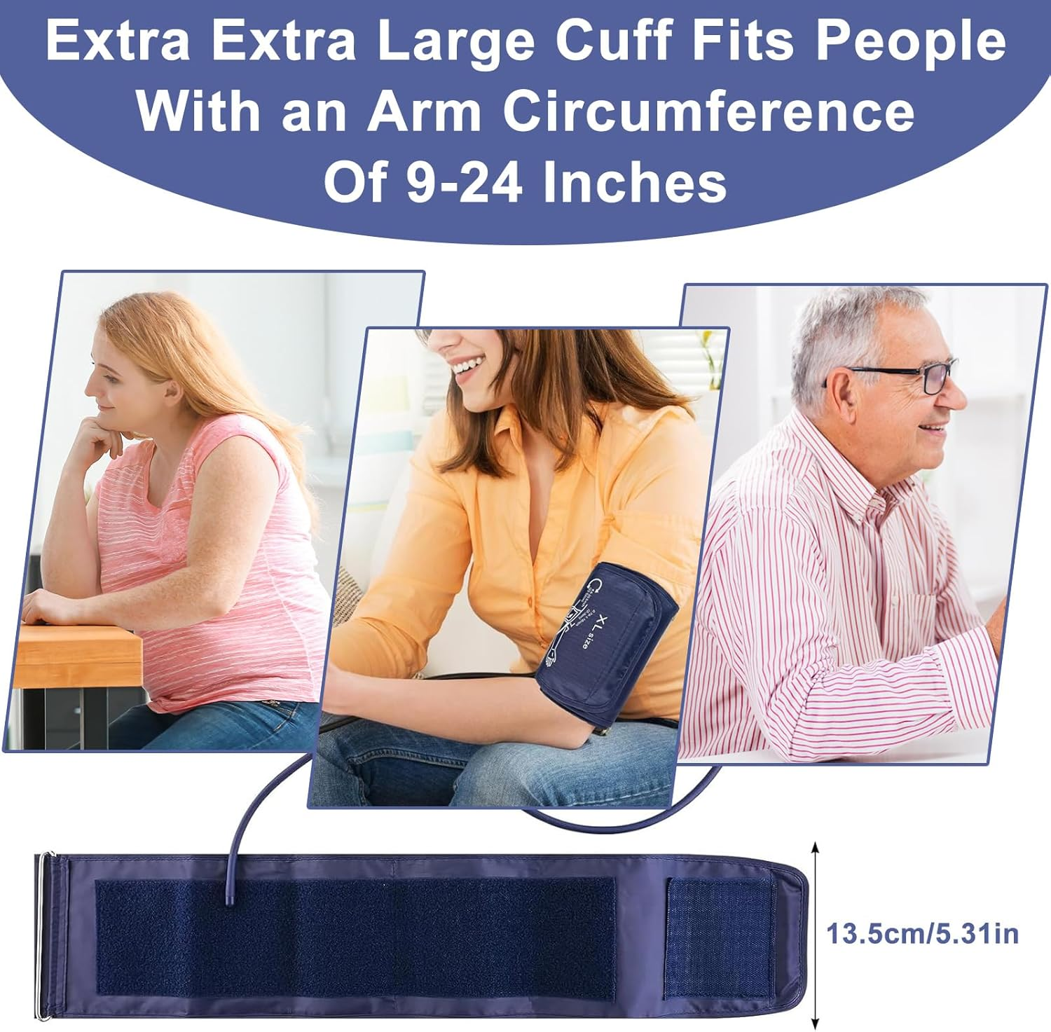 Blood Pressure Cuff Compatible with Omron (22-52CM), Extra Large BP Replacement Cuff for Big Arms - Includes Multiple Connectors image number 3