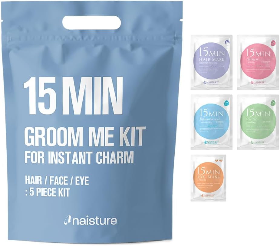 15 Min Pamper Me Kit by Naisture &ndash; Korean Spa Kit for Women with Hair Mask, Hand and Foot Masks, Eye Mask, and Face Masks