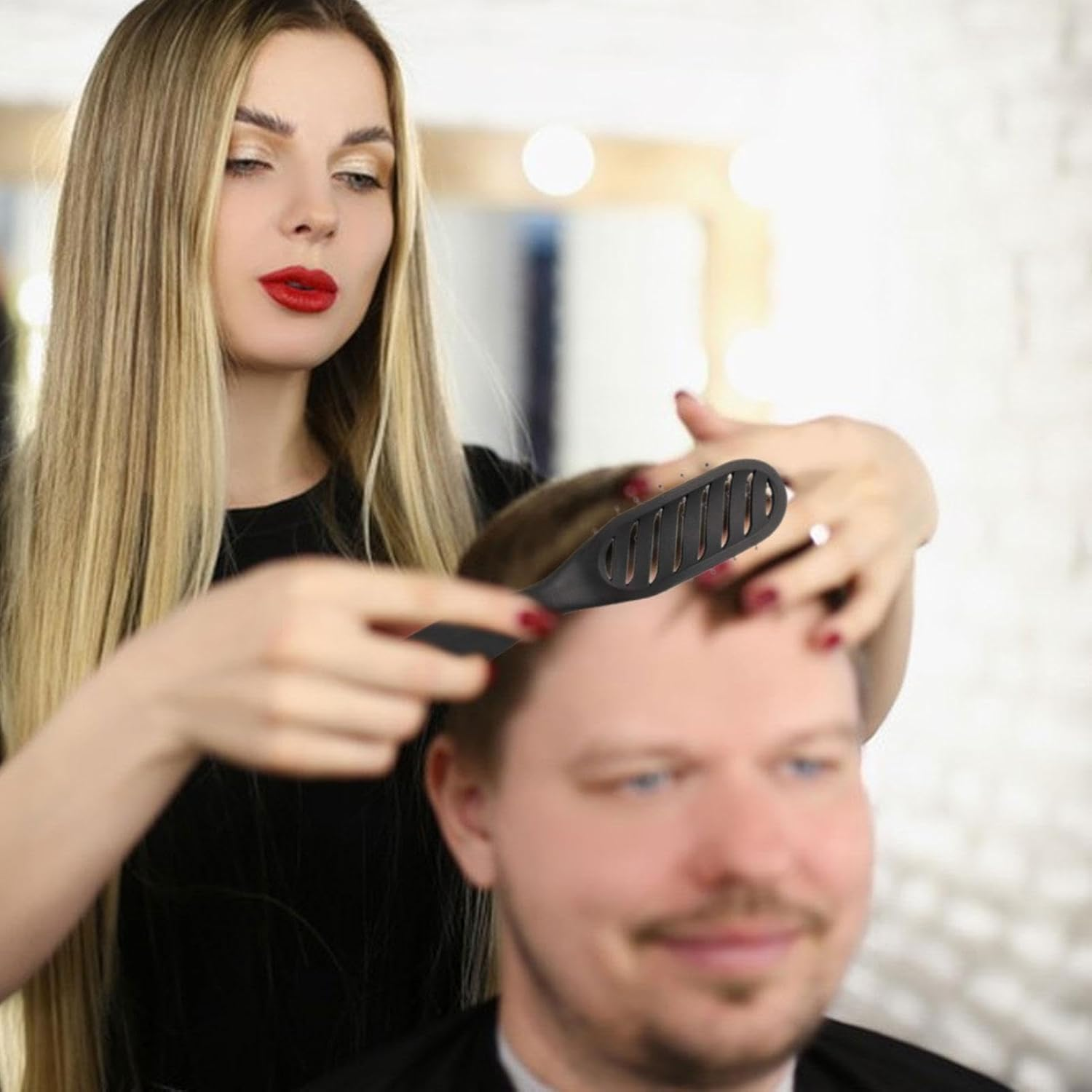 Curved Vented Styling Hair Brush, 2Pcs Curve Vented Brush Faster Blow Drying Brush,Detangling Nylon Bristle Brushes,Detangling Nylon Boar Bristle Brushes Curved Vented Detangle Hair Brush - 2 Pcs image number 2