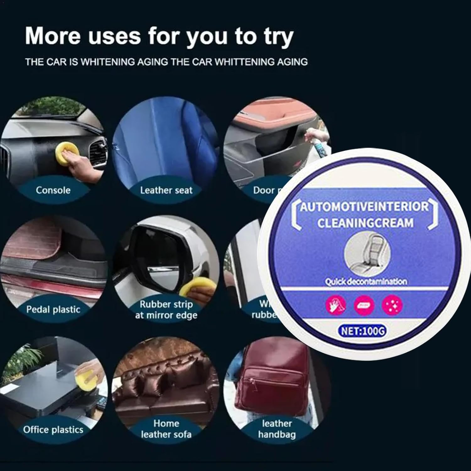 Car Leather Seat Cleaner - Multipurpose Automotive Cleaning Cream Interior Detailer,Leather Restorer Car Detailing Kit, Car Cleaning Agent for SUV Sedan Truck image number 2