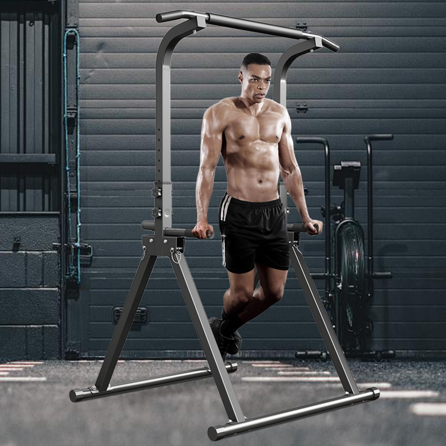 Foldable Pull up Bar, Free Standing Multi-Function Power Tower Dip Bar Height Adjsutable Home Gym Strength Training Equipment 300 LBS Weight Capacity image number 2