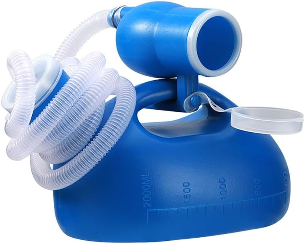 Male Urinal Bottle 68 OZ Portable Urinals for Men 59" Long Hose with Lid (Blue) image number 4