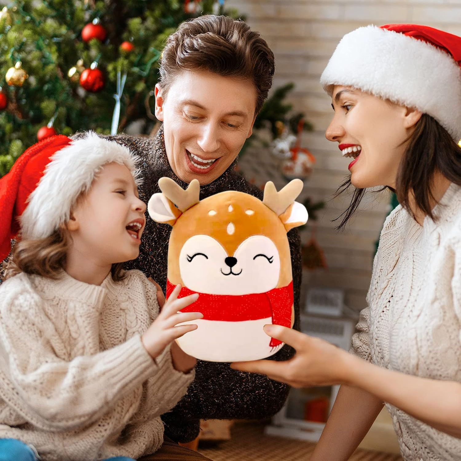 POPOYU Moose Cuddly Toy, Kawaii Plush Stuffed Toy, 8 Inch Christmas Plush Toy, Santa Claus Stuffed Toy for Children image number 3