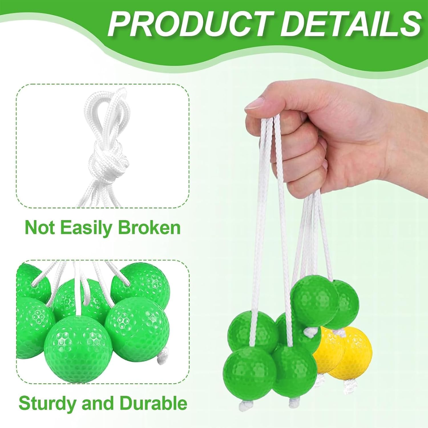 6 Pairs Golf Balls, Outdoor Ladder Golf Balls, 40 Mm Hard Golf Training Balls, Bolas Toss Toss Game, Ladder Toss Balls, for Group Activities, Children'S Activities, Family Interaction Games - Green + image number 6