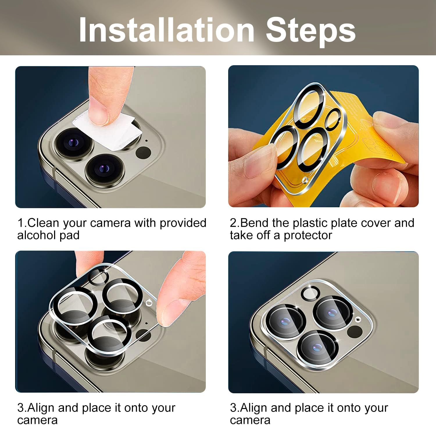 [3 Pack] T Tersely Camera Lens Screen Protector for Iphone 16 Pro/Iphone 16 Pro Max, 9H Hardness Transparent HD Protective Tempered Glass Protector Film image number 5