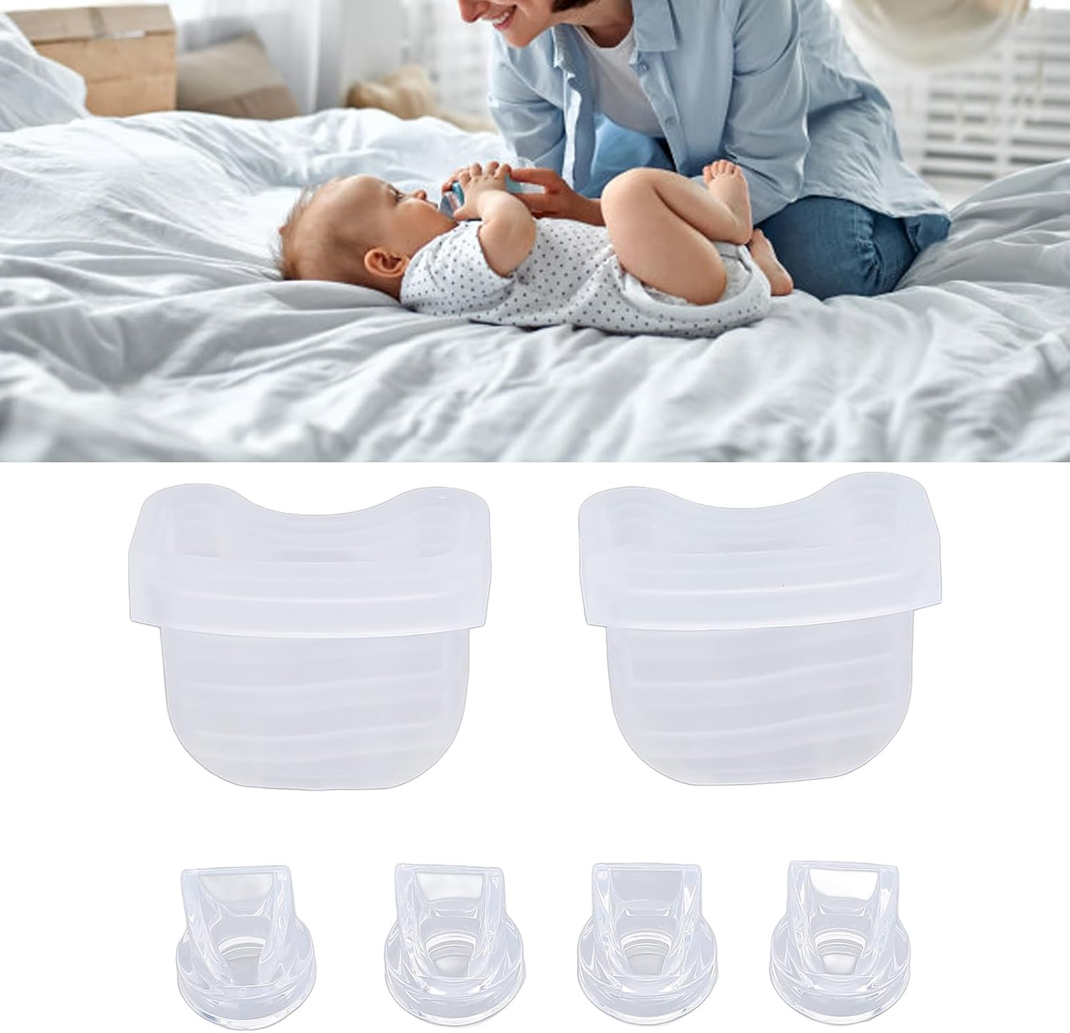 4Pcs Duckbill Valves and 2Pcs Silicone Diaphragm for S21 Wearable Breastfeeding Pump Replacement Pump Parts, Leak Prevention image number 6