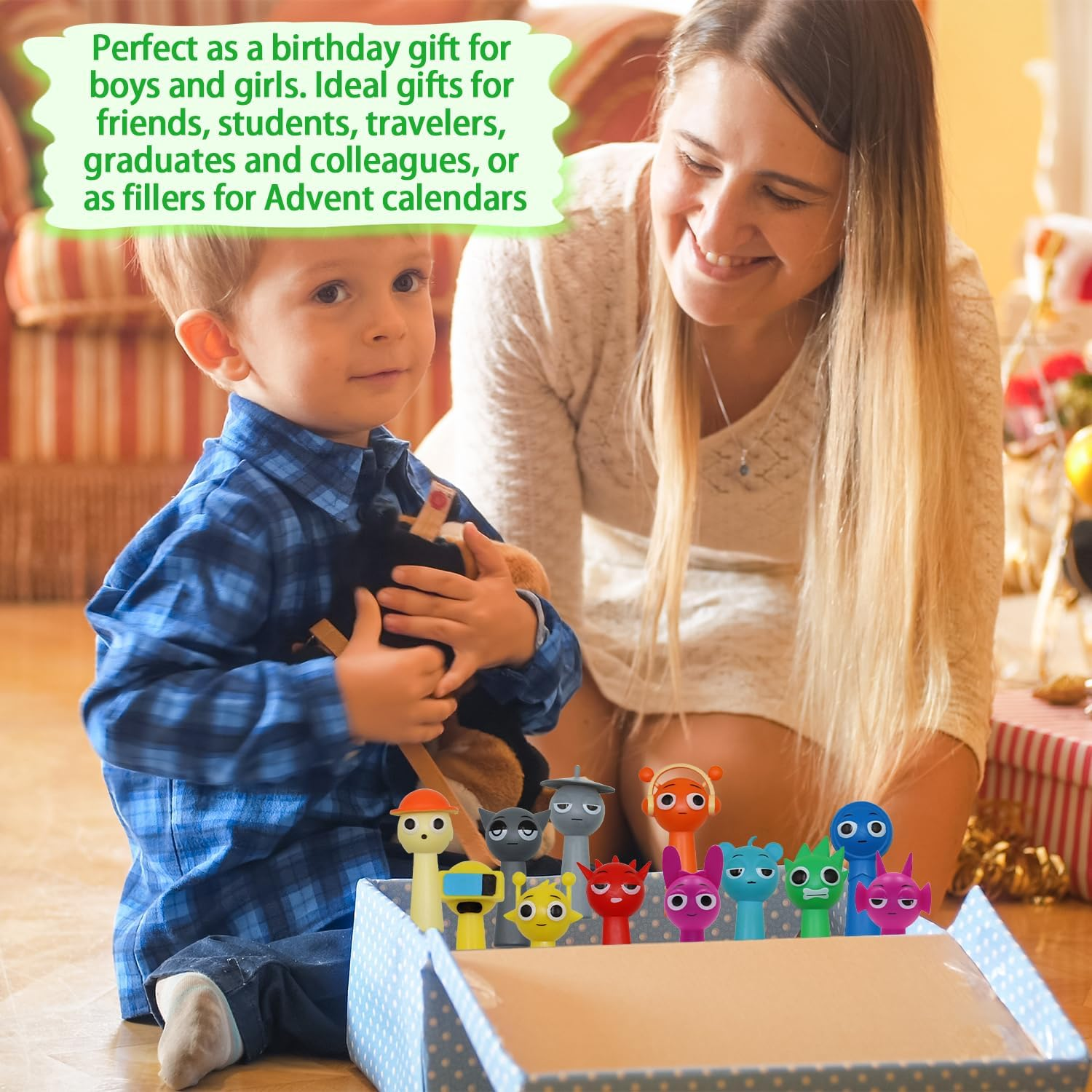 Sprunki Figures, 12 Pieces Sprunki Toy Figures Set, Colourful Sprunki Action Figures, Sprunki Cake Topper, Horror Games Sprunki Character Sculpture, for Children and Adults, Gamers and Decoration