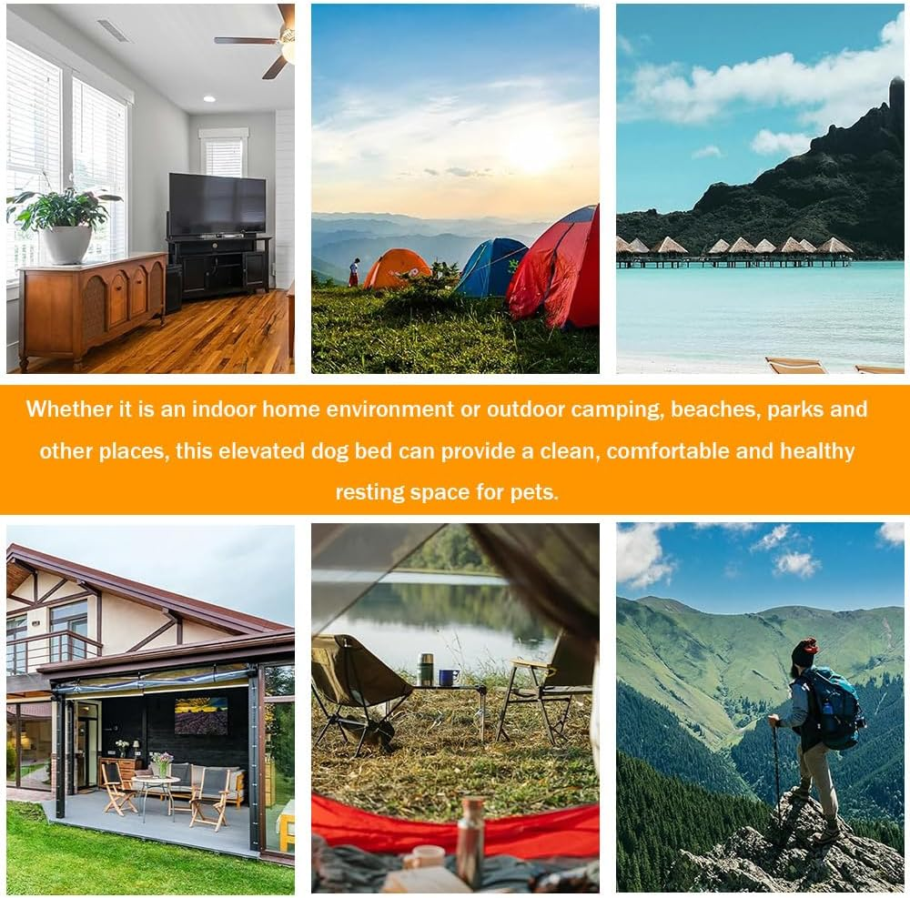 Folding Dog Camping Bed, Portable Waterproof and Chew Resistant, Removable Cooling Dog Bed, Outdoor Pet Camping Bed, Elevated Travel Lounger for Small to Medium Dogs, Light Gray. image number 3