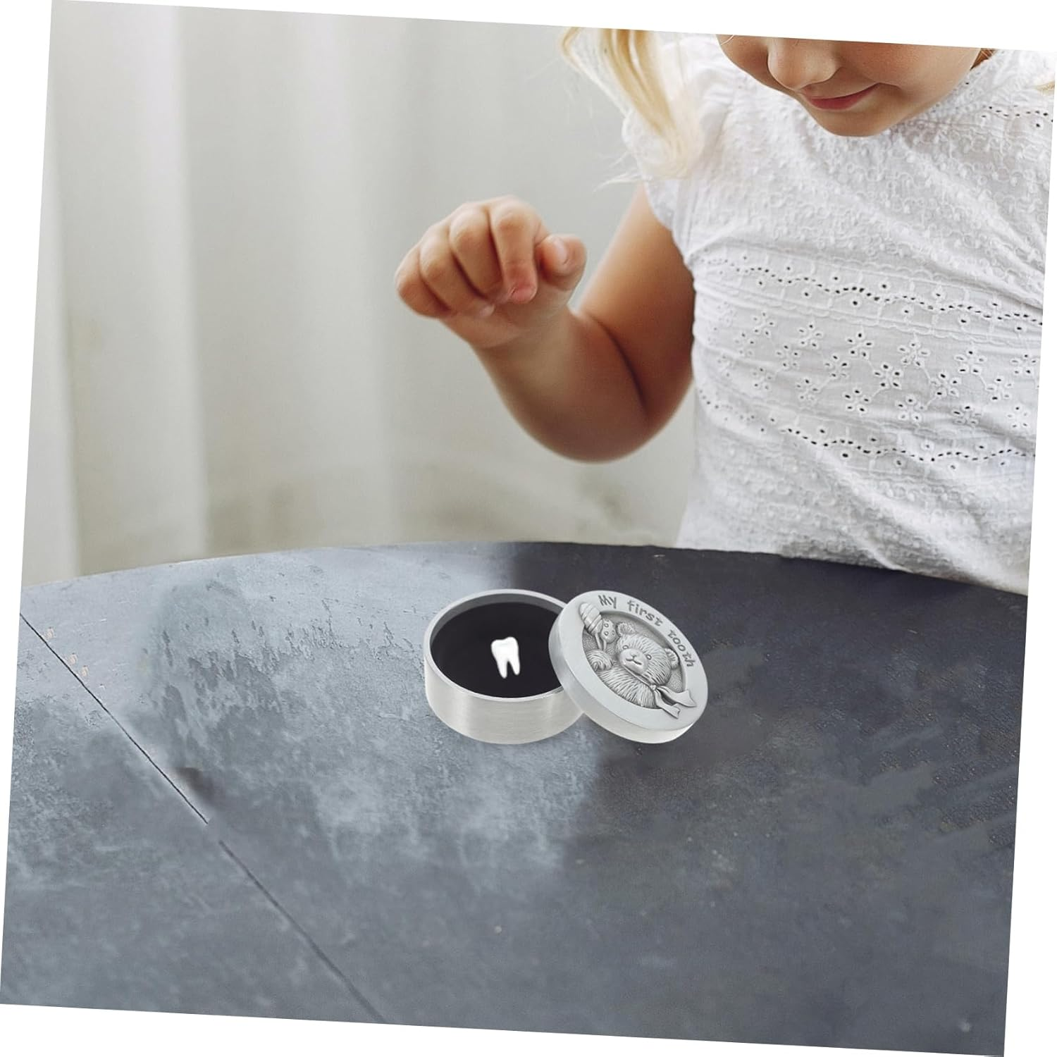 Teeth save Box Alloy Tooth Holder for Newborns Practical Keepsake Box for First Tooth and Curl Birthday for Boys Ample Storage for Special Memories image number 4