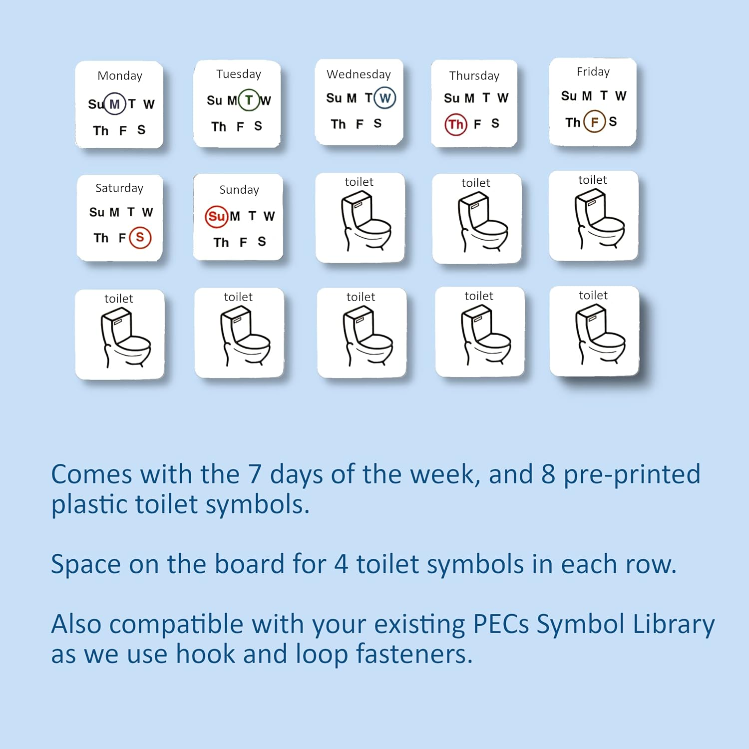 Visual Toilet Monitoring Board for Potty Training &ndash; Symbol Cards and Board Compatible with Pecs Symbols & Boardmaker PCS (For Non-Verbal, ADHD, ASD, Autism, Kids, Children, Toddlers) (English) image number 3