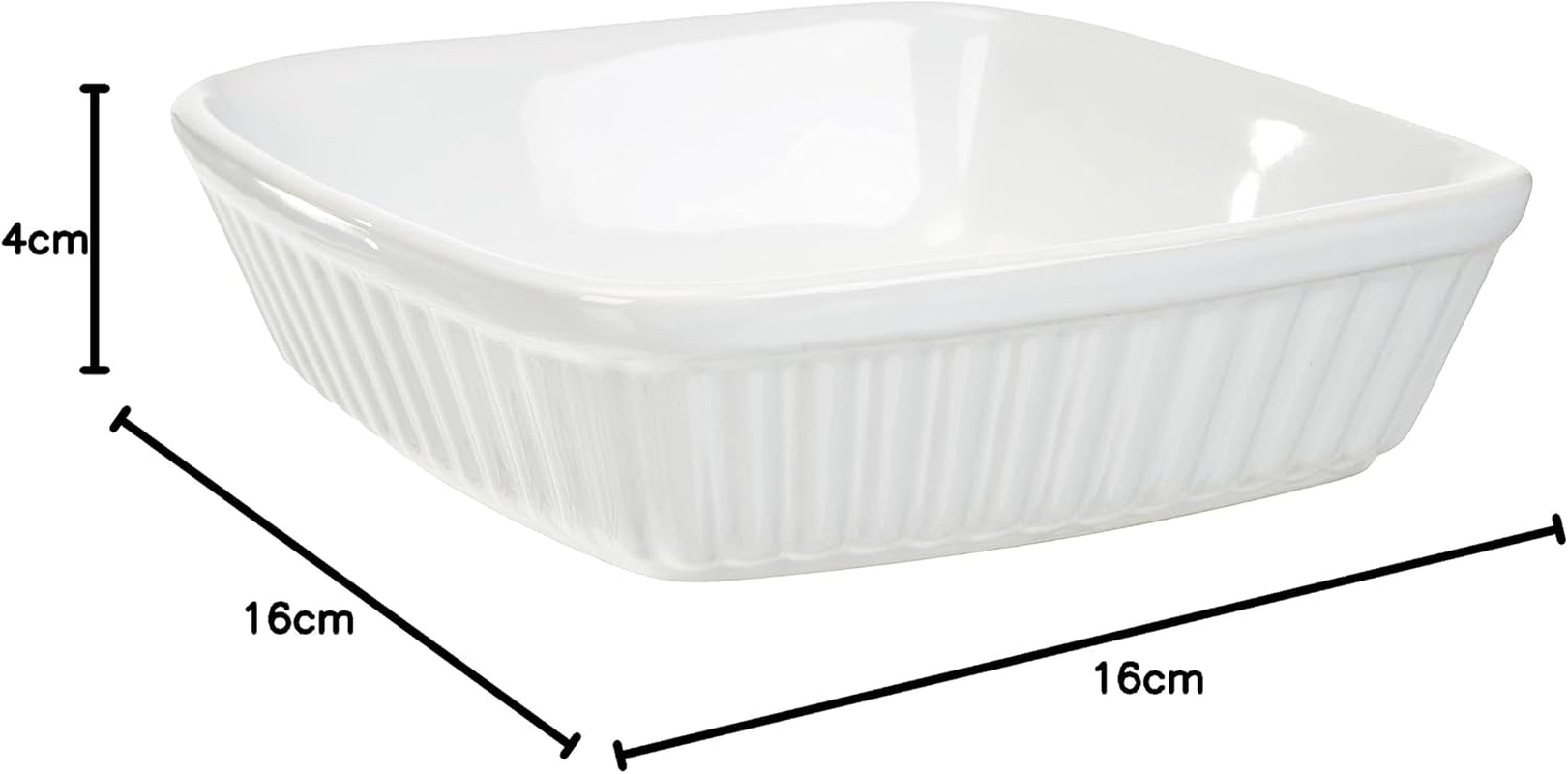 Home Ceramic Square Baking Dish, 16 Cm X 16 Cm X 4 Cm Size, White