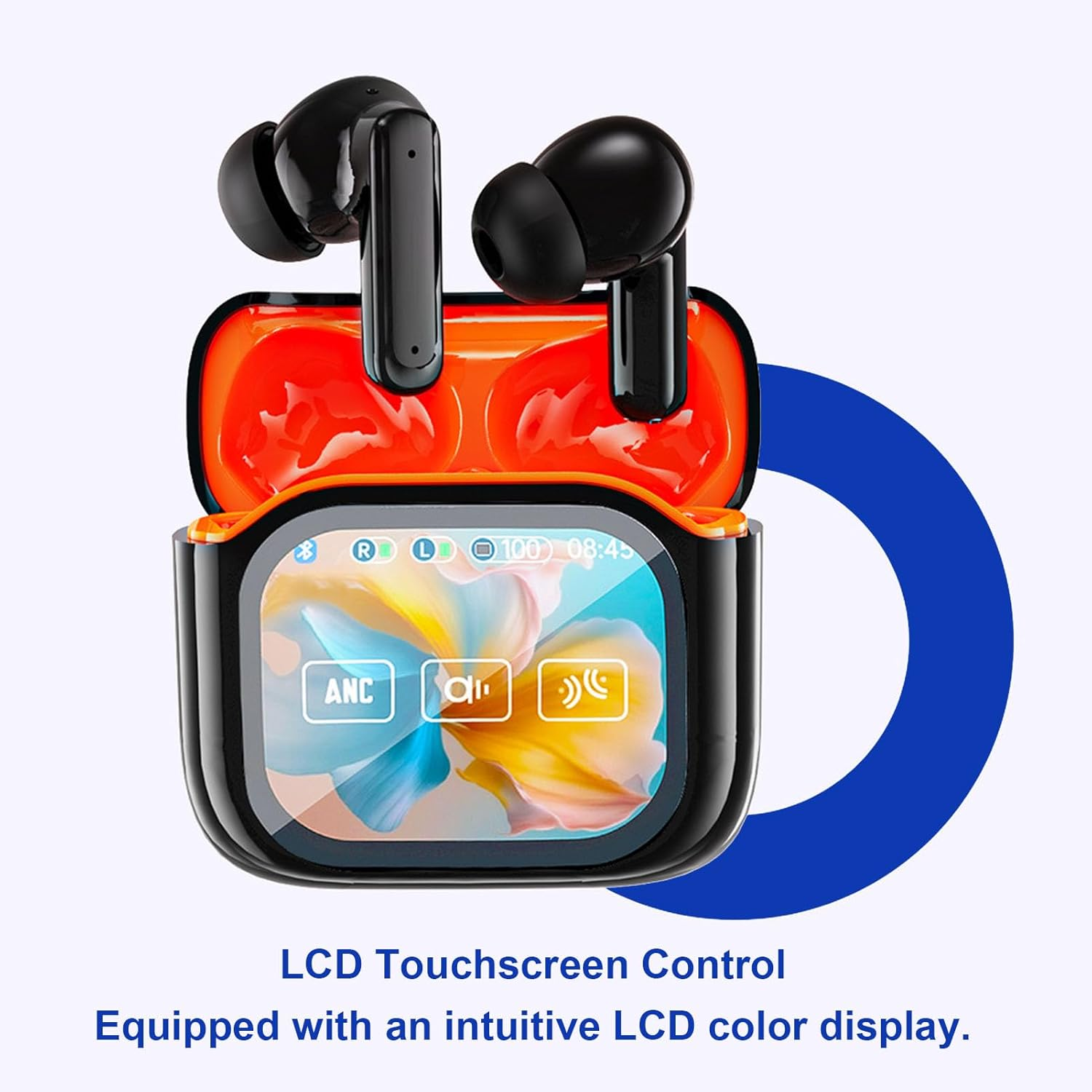 Sharainn AI Translation Earbuds Advanced Real Time LCD Touch 5.4 Translator Headphones for Travel, 164 Languages, Black