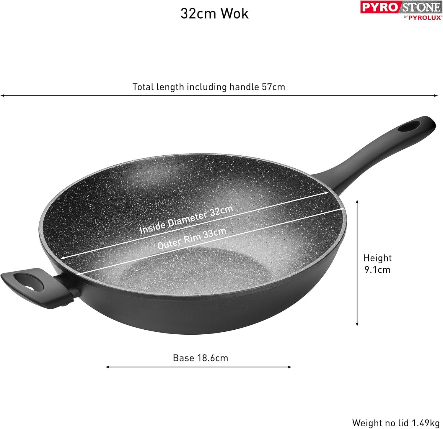 Pyrolux Pyrostone Wok, 32 Cm Black