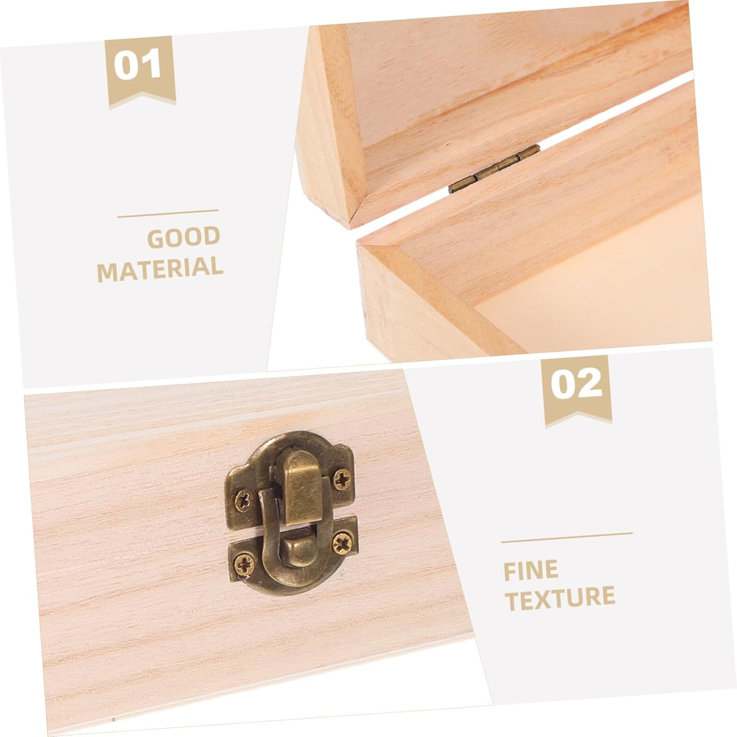 2Pcs Versatile Crafting Treasure Chest with Hinged Lid Clasp for Jewelry Keepsakes and DIY Decoration image number 6