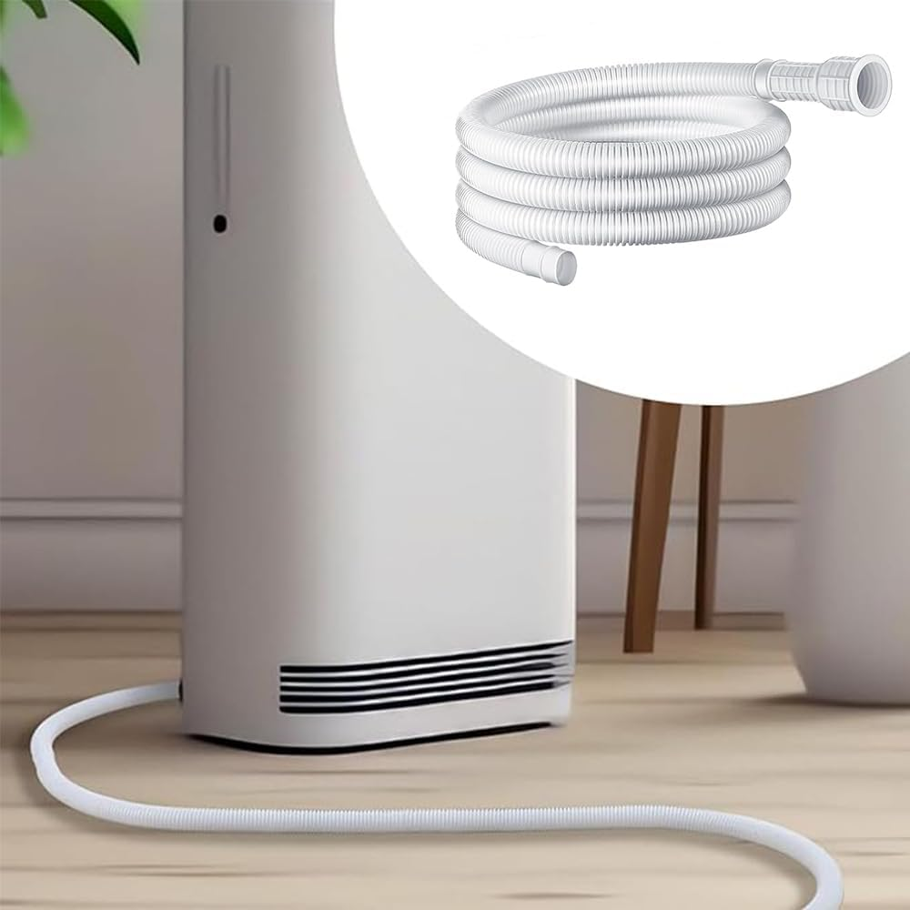 Universal Dehumidifier Drain Hose, 6.5 Feet, White, with Rubber Adapter and Connect Clamp image number 1