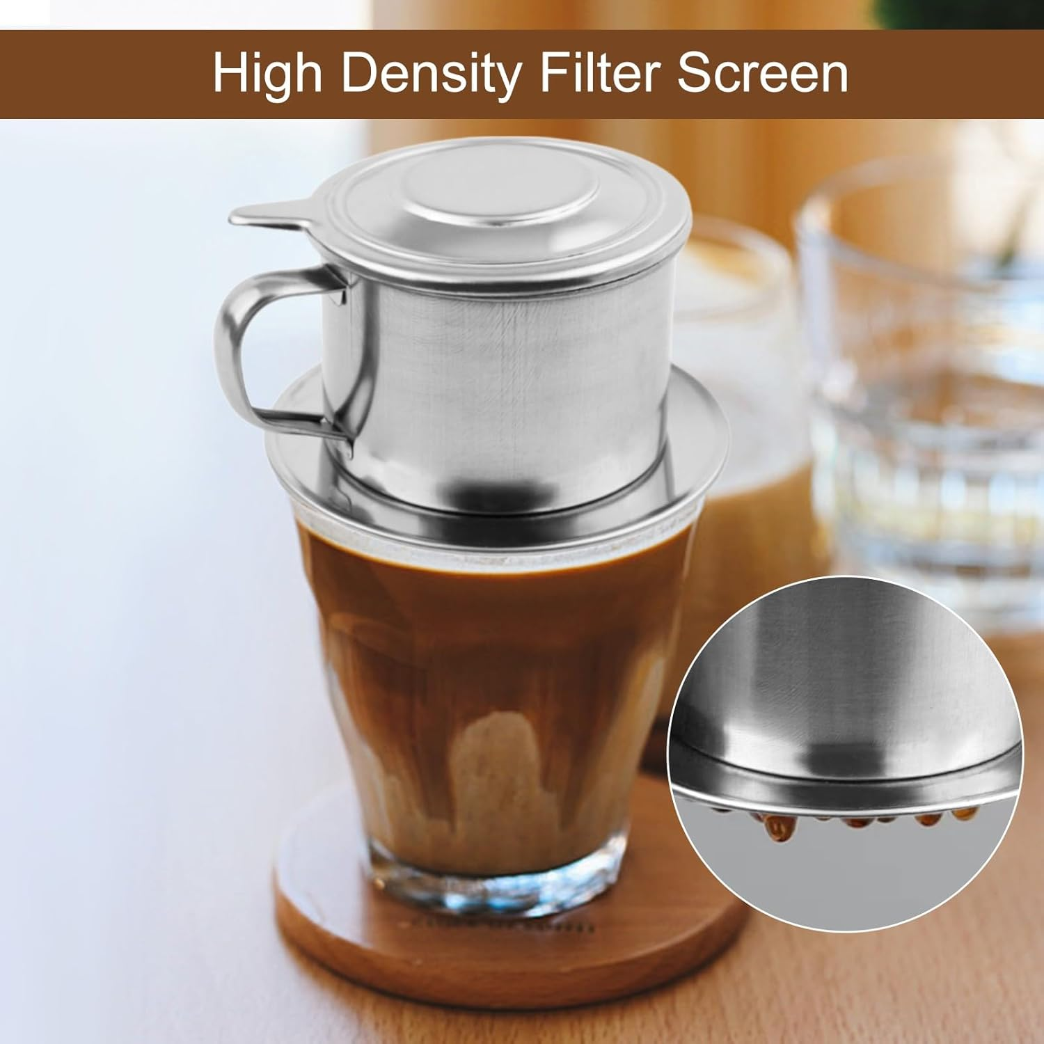 Vietnamese Stainless Steel Drip Filter Maker Perfect Addition to Your Kitchen Utensils (Max 50Ml) image number 3