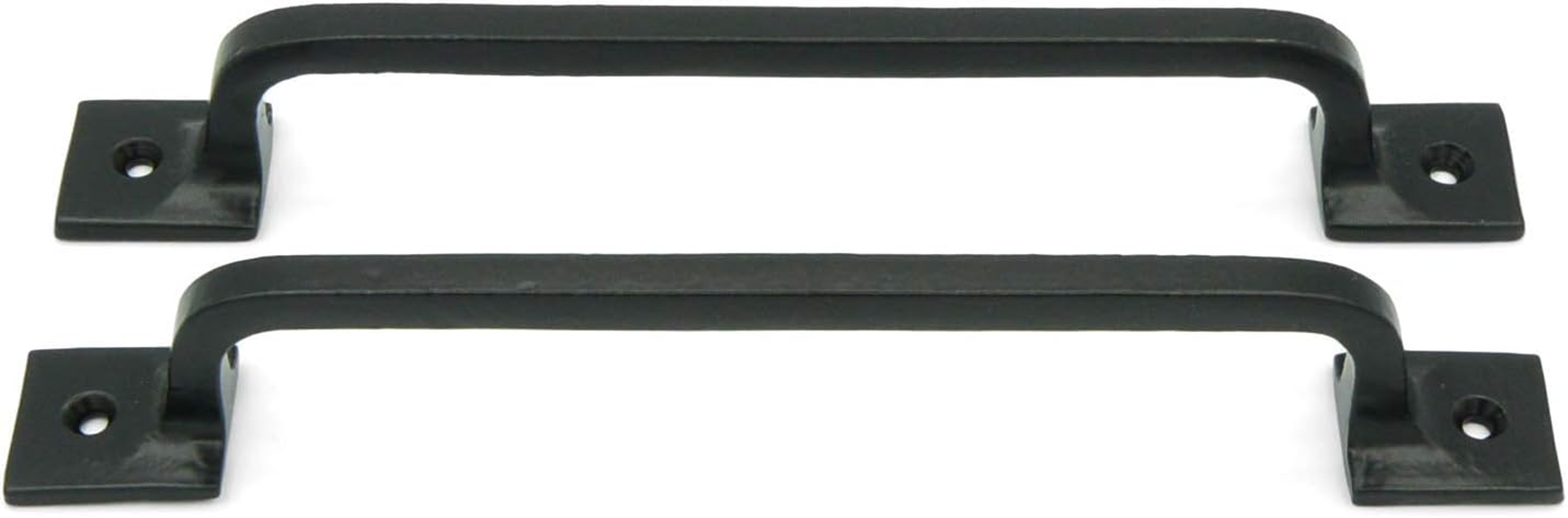 Black Cast Iron Pull Handles 9 Inch (Squared Base, Set of 2) - Cabinet Door Handles, Gate Handle Pull, Barn Door Hardware, Grab Handles image number 1