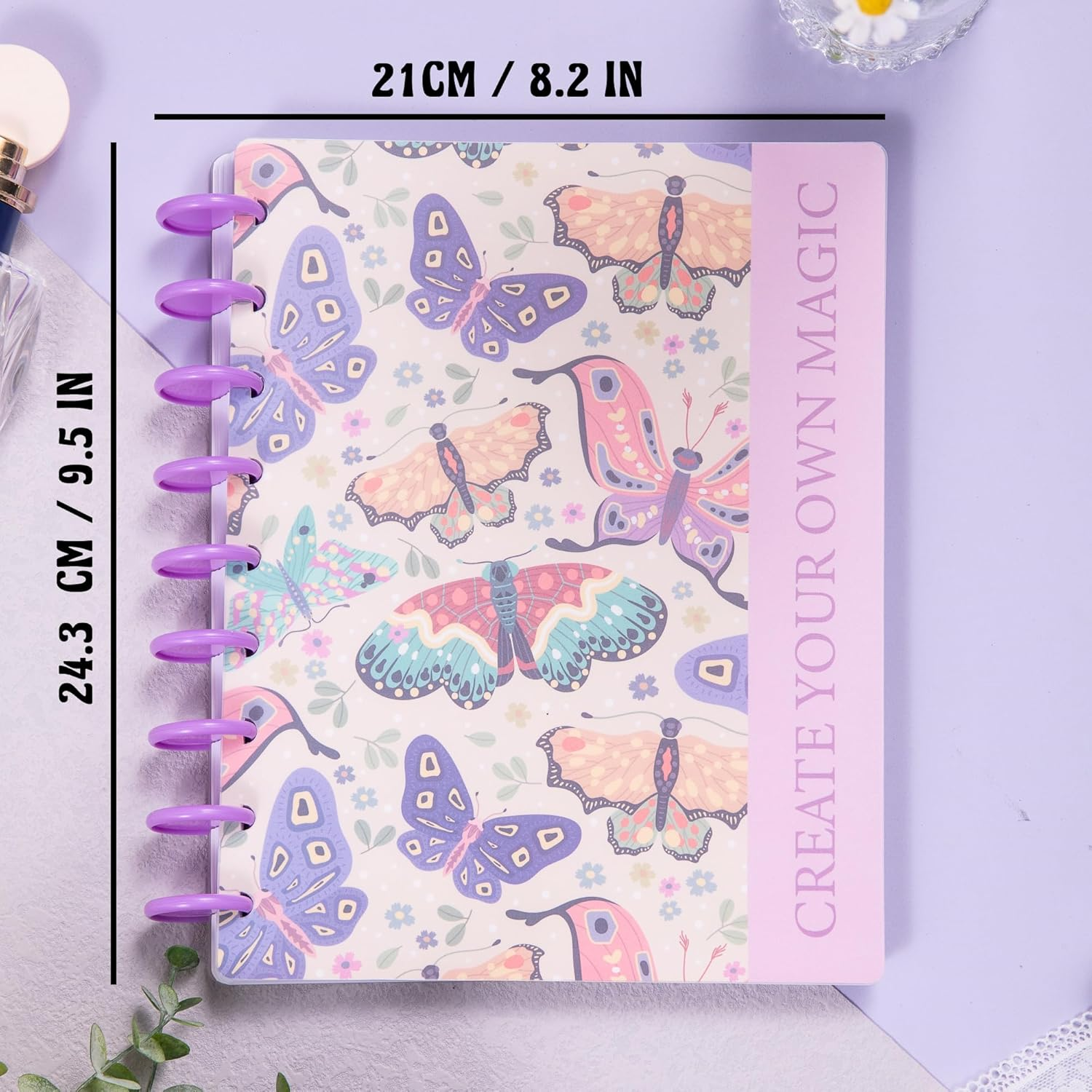 MGGAO Disc-Bound Butterfly Journal Planner for Women & Men, Lined Notebooks, 200 Pages, College Ruled Journals Notebook for School Office image number 3