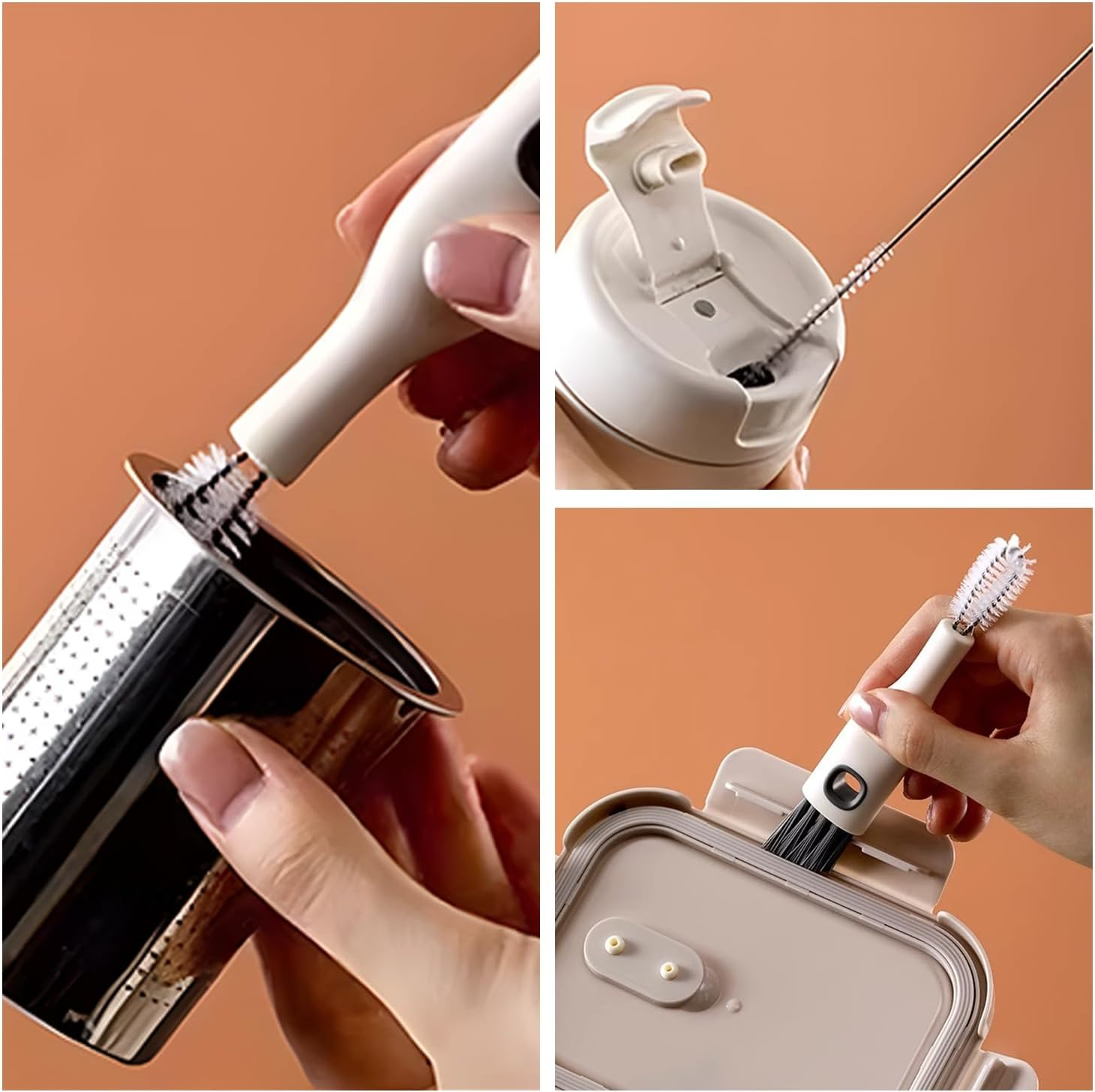 TORMEN 2 in 1 Cup Lid Cleaning Brush Set, Flexible Baby Bottle Cleaner Kit Sippy Cups, Bendable Gap Cleaner & Straw Reusable Straws, Hard-To-Reach Corners (2 Pcs)