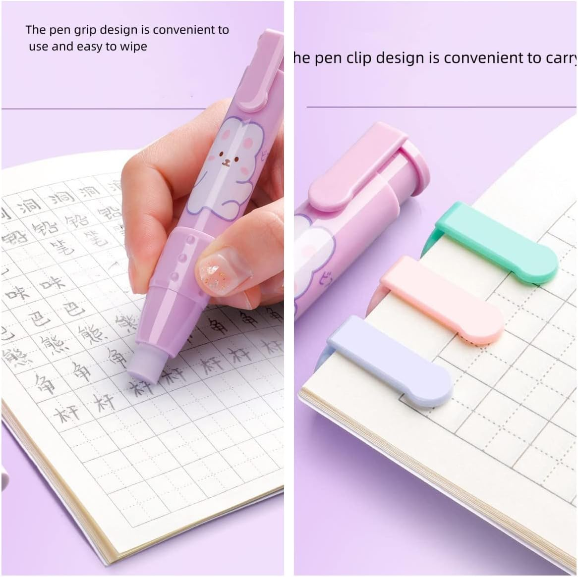 Cute Pencil Creative Stationery Retractable Rubber Stick Erasers for Kids, Creative Cartoon Pattern Cute Erasers Kawaii School Supply School Office Prize Stationary 4 PCS image number 1