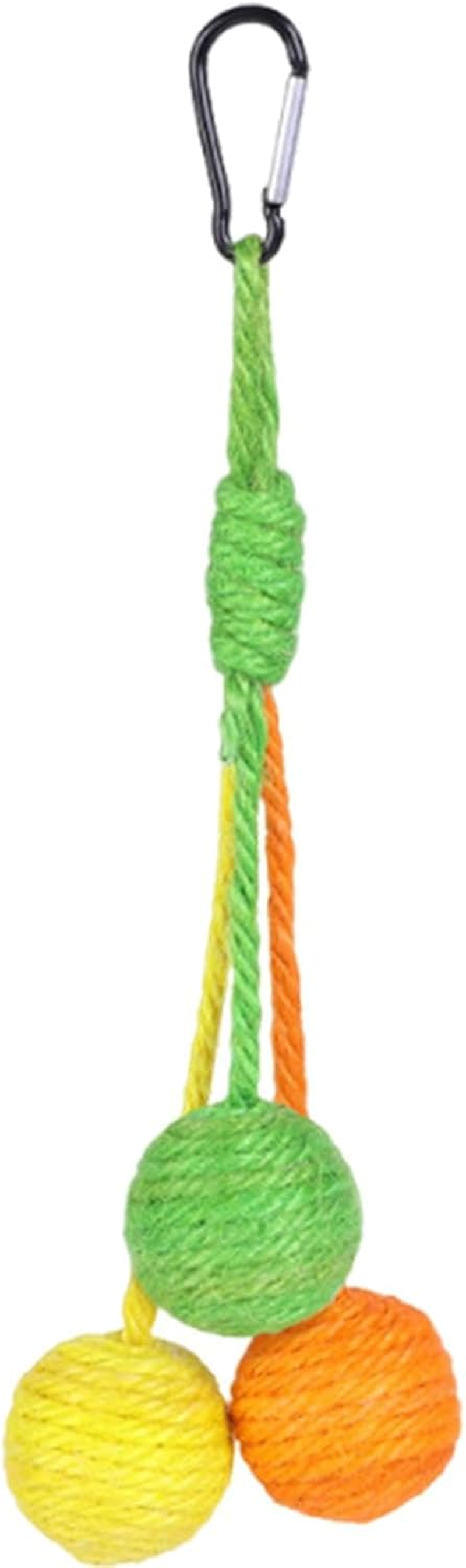 Yuksok Cat Toy Sisal Ball Scratching Ball Chew Self Play Bite Pet Supplies Eco Friendly 32Cm Length Hanging Cat Toy Long Rope Teaser, Yellow Orange Green image number 6