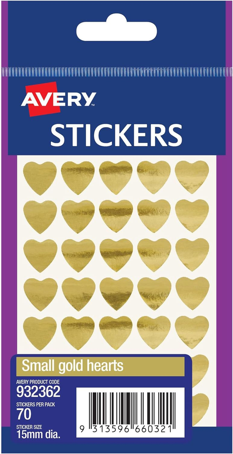 Avery Gold Heart Stickers, Gold, 15 Mm, 70 Labels (932362) image number 1