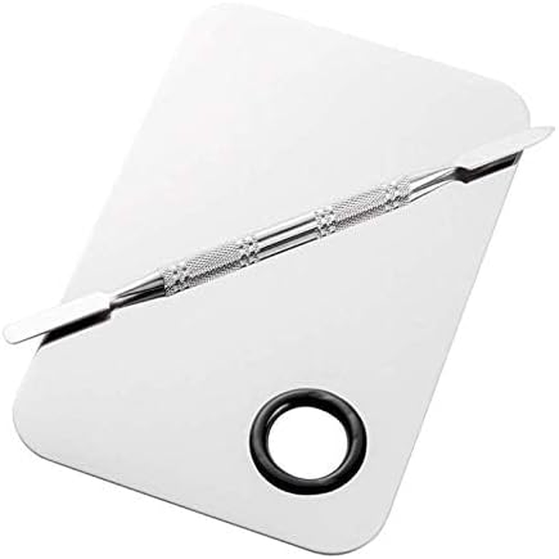 Professional Pro Stainless Steel Makeup Palette Cosmetic Palette with Spatula Tool Makeup Art Tool for Nail Art Eye Shadow Eyelash Makeup Professional Pigment Blending（6''X4'' Sliver） image number 2