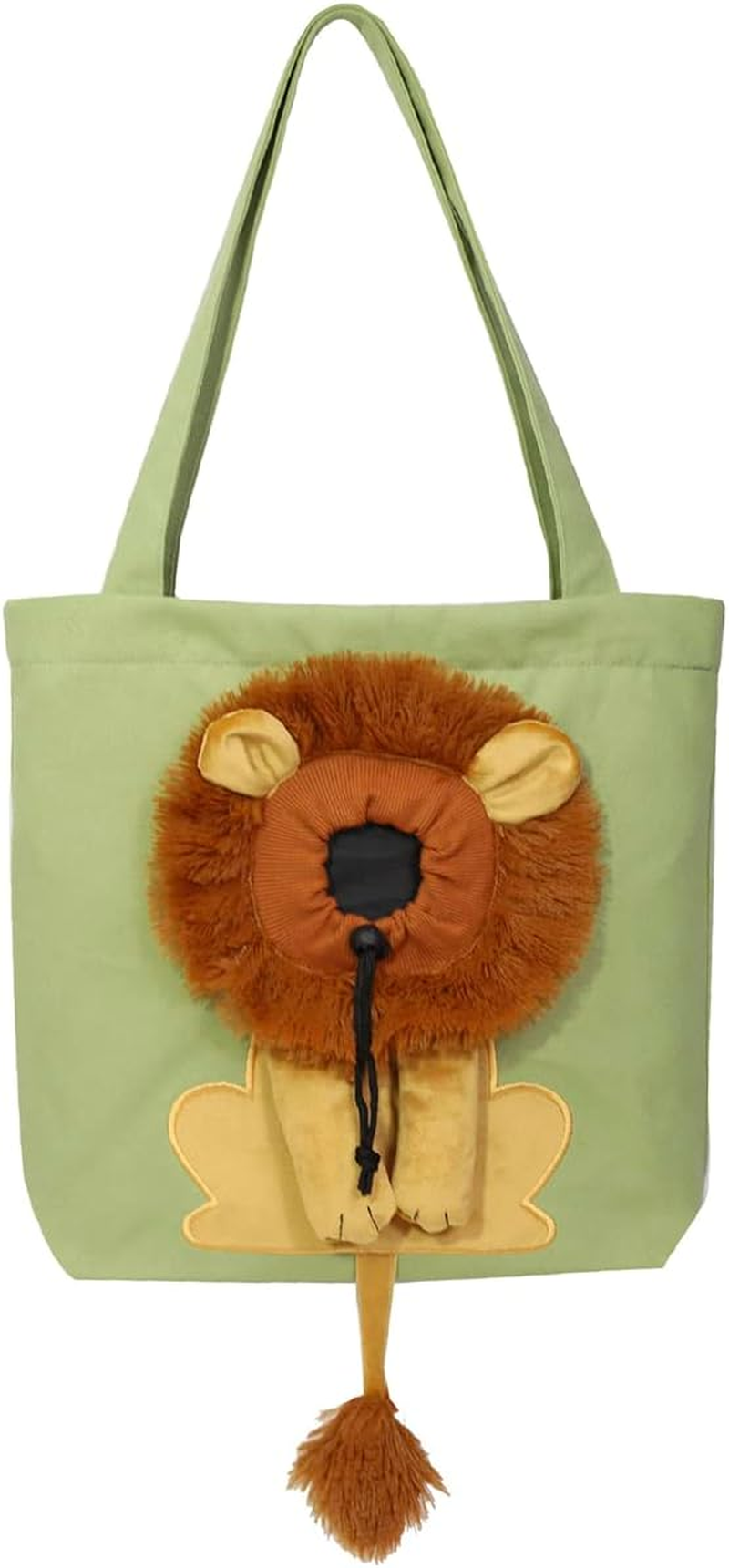 Claumeng Cute Lion-Shaped Cat Carrying Bag,Pet Backpack Carrier, Tote Bag, Large Capacity Dog Canvas Bag Portable Shoulder Pet Outdoor Travel Handbag for Small Animals(Light Green)