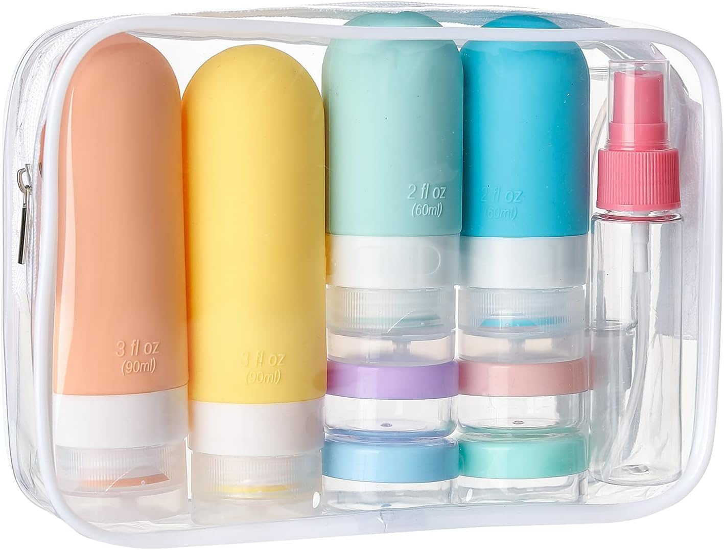 Fabulle 16 Pack Travel Bottles Set - Silicone Squeezable Containers for Toiletries, Conditioner, Shampoo, Lotion & Body Wash Accessories, 3Oz and 2Oz Travel Size Essentials (16 Pcs) image number 1