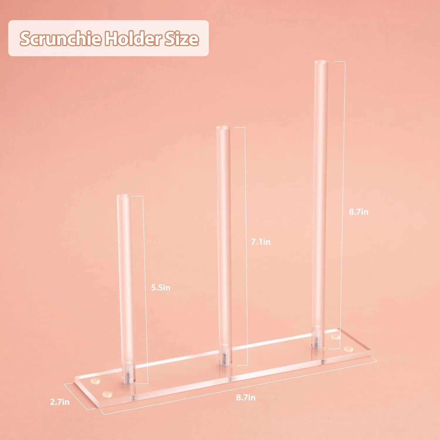 3-Tiers Acrylic Scrunchie Holder Stand, Clear Hair Tie Organizer for Women, Teen Girls - Hair Accessories Organiser for Scrunchies, Compatible with All Hair Ties - Ideal Gifts for Teens - Damaill image number 3