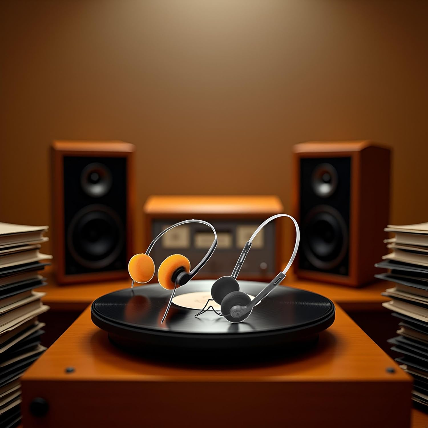 GANPUB 2 Pcs Orange and Black Retro on Ear Headphones, Wired Stereo Headphones, Headphone, Lightweight Portable Headphone with Adjustable Headband, Cassette Player, Over-Ear image number 5