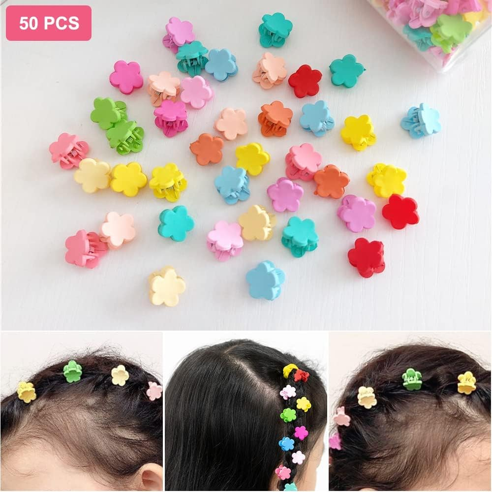 Pack of 50 Children'S Hair Clips, Flower Hair Clips, Girls, Flower Hair Clips, Small Flower Hair Clips, Hair Claws, Small Hair Clips for Baby, Toddler, Girls (Random Colours)