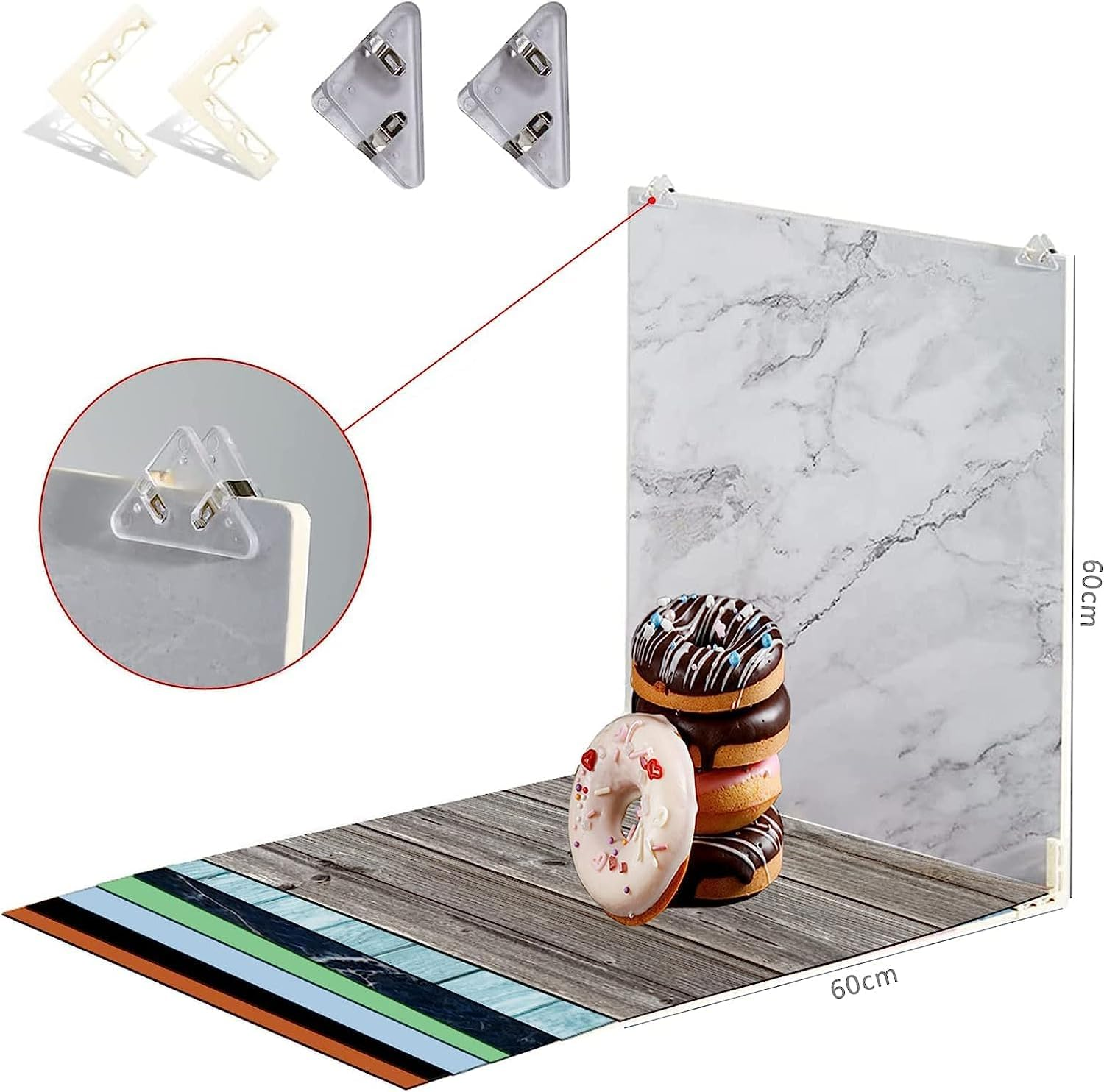 Photography 2PCS Background Boards 60X60Cm and 7 PCS Double Sided Backdrop Papers with Components, 18 Patterns Set for Food, Jewelry, Makeup Photographic Needs image number 6