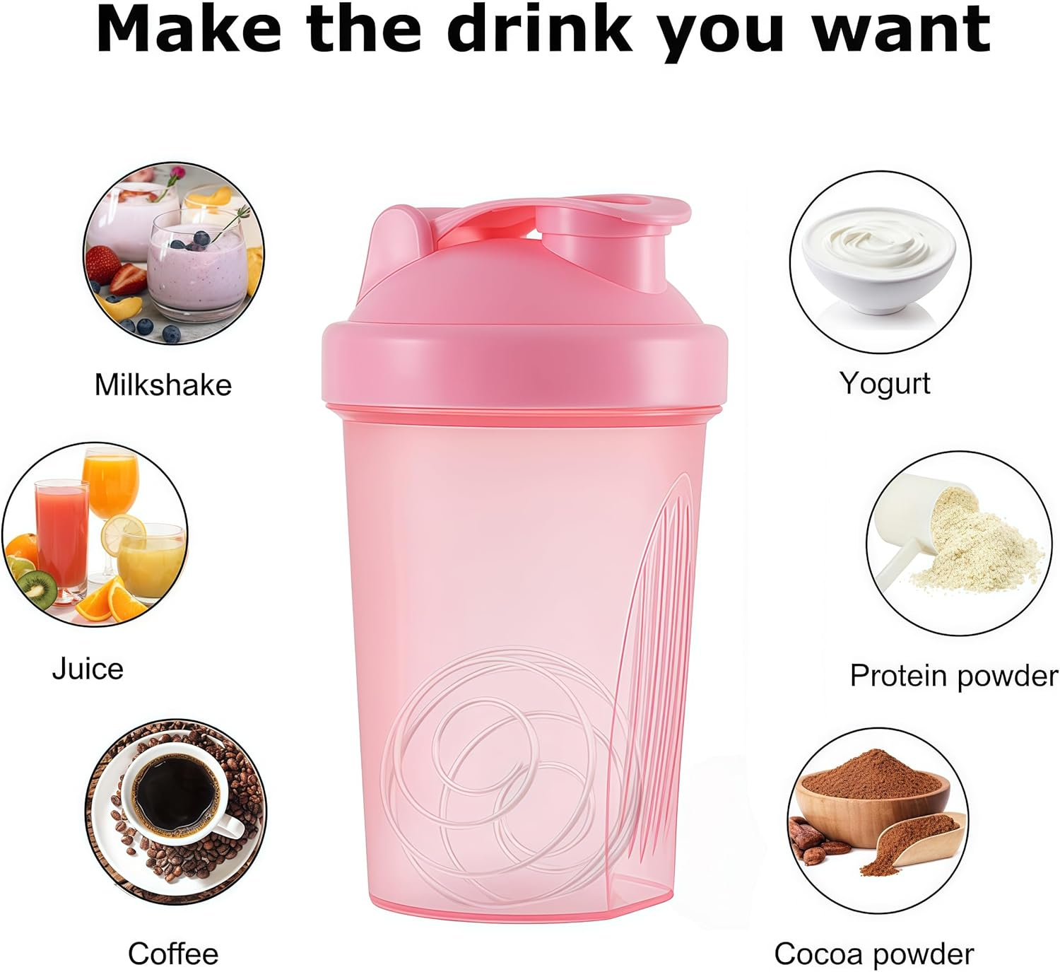 Shaker Bottle for Protein Powder Mixed Plastic Workout Water Bottle 400 Ml with Mixball Non-Leak Cap Shaker Cups for Fitness Sports Gym Supplement Drinks Bottles (Blue) - Blue image number 4