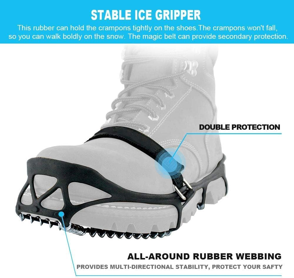 Crampons, Portable Walk Traction Ice Cleats - Non Slip, Break Resistant, Easy to Wear - Ice Spikes Gripper for Walking Hiking on Snow and Ice, Fits for Shoes Boots Etc image number 1