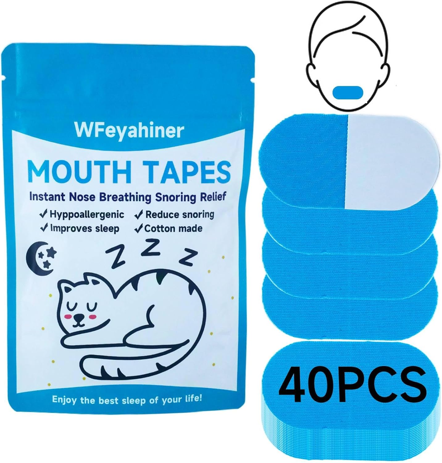 Mouth Tape for Sleeping, 40 Pcs anti Snoring Sleeping Tape, Cotton Mouth Strips for Better Sleep, Snore Tape, Improves Sleeping and Wellbeing