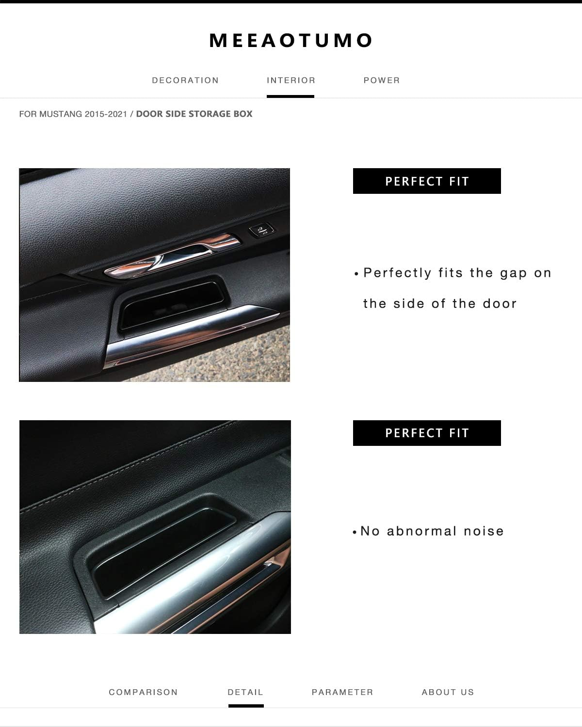 MEEAOTUMO Door Side Storage Box Interior Accessories for Ford Mustang 2015-2021 image number 3