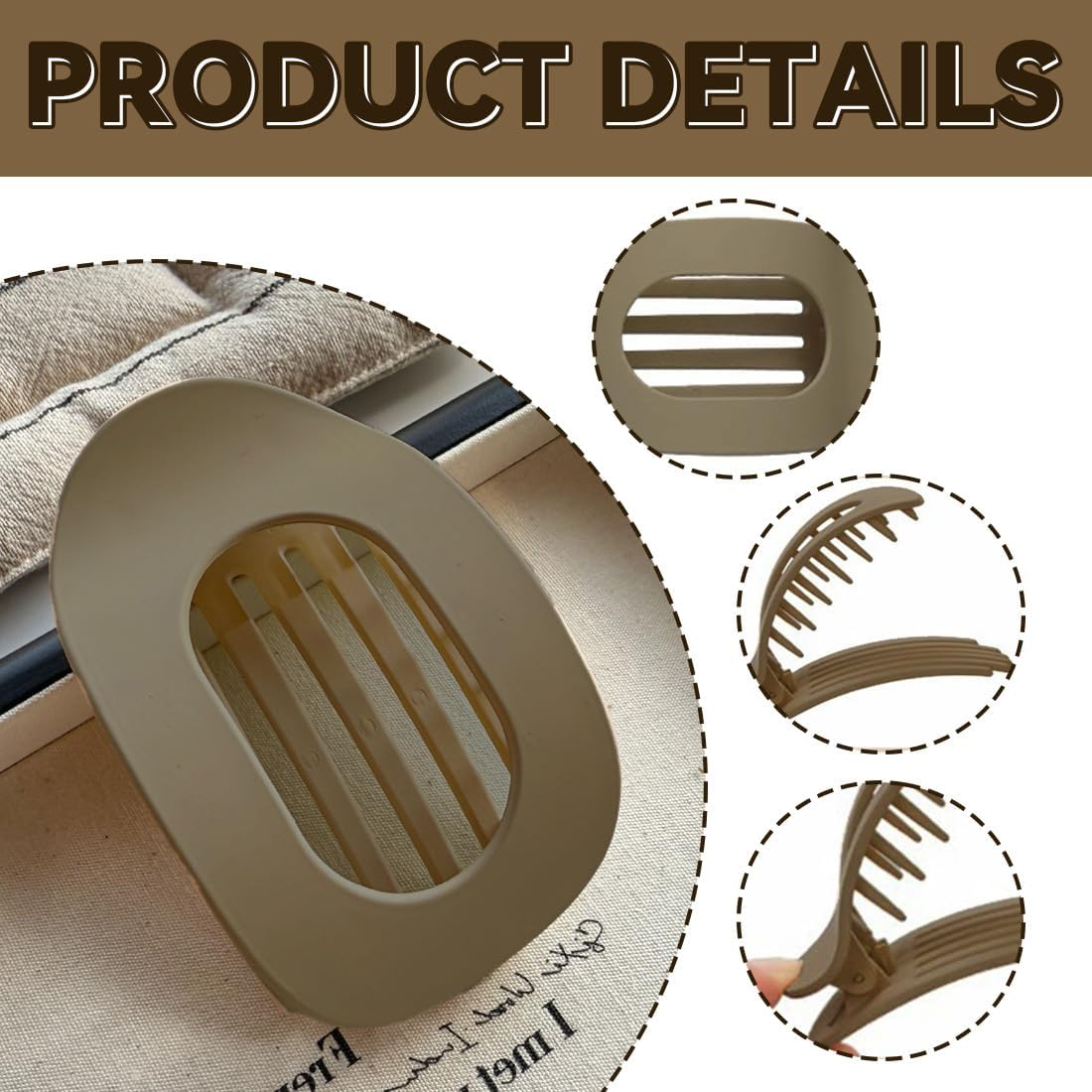 Pack of 6 Women'S Hair Clips, Flat Claw Clip, Medium Size, round Hair Clip for Inserting for Thick and Thin Hair, Hair Clips Women image number 3