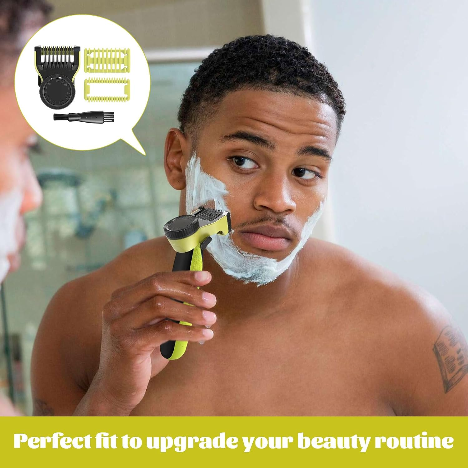 Guard Comb for Philips Oneblade, 1 Set Replacement for Philips Oneblade Comb, Adjustable 14-In-1 Comb for Philips Oneblade with Body Guard, Skin Protector, Attachments for Shaving, Grooming